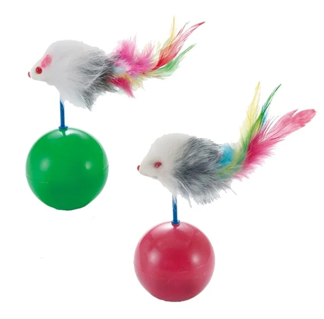 Игрушка CattyMan Up & Down Mouse неваляшка-мышь, для котов, в ассортименте