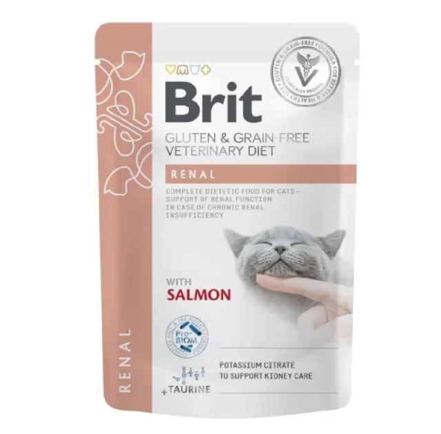 Вологий корм Brit GF VetDiet Renal для котів, з лососем, 85 г