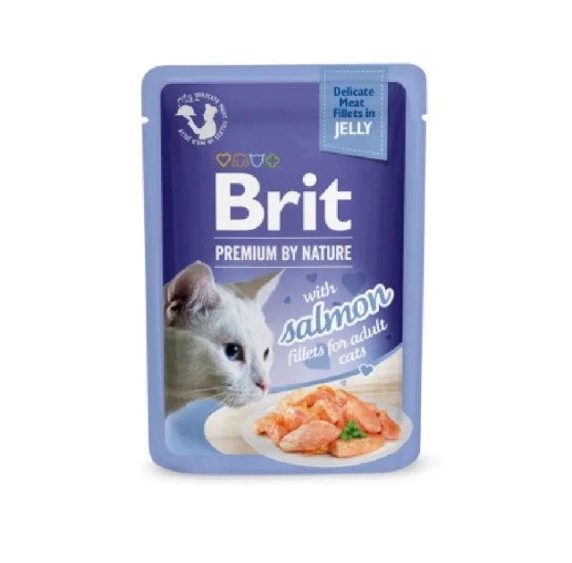 Вологий корм Brit Premium Delicate Fillets in Jelly Salmon для дорослих котів, філе в желе, лосось, 85 г