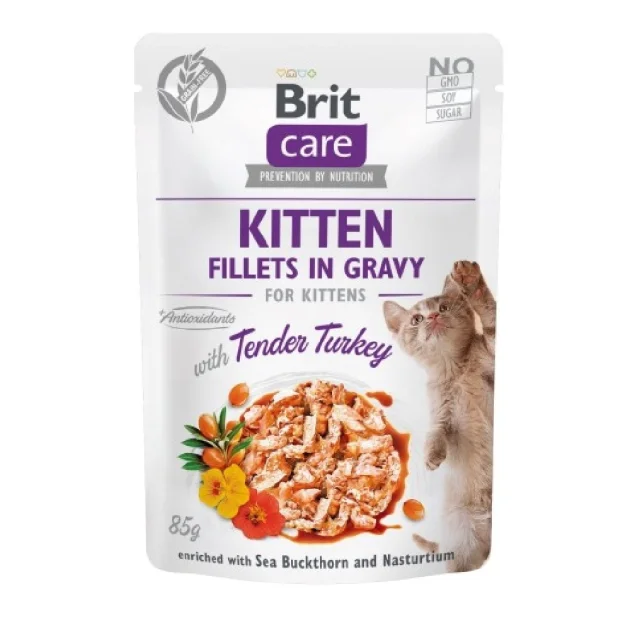 Вологий корм Brit Care Kitten Fillets in Gravy Tender Turkey для кошенят, філе в соусі, індичка, 85 г