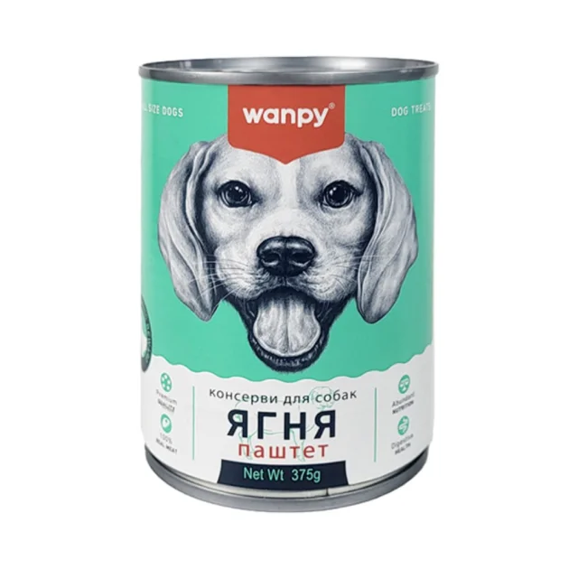 Консерви Wanpy Lamb для собак, паштет, ягня, 375 г