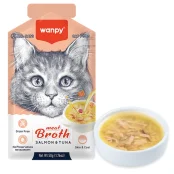 Беззерновий вологий корм Wanpy Meat Broths Salmon&Tuna для котів, з лососем і тунцем, суп, 50 г