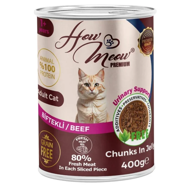 Вологий повнораціонний корм HowMeow Adult Cat з яловичиною для котів, 400 г