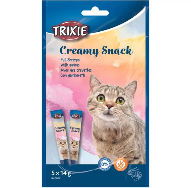 Ласощі Trixie Creamy Snacks для котів, крем-пюре, з креветкою, 14 г, 5 шт/упак