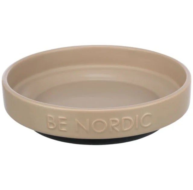 Миска Be Nordic Trixie для собак, керамічна з гумовим краєм, 0.3 л діаметр 16 см, сіро-коричневий