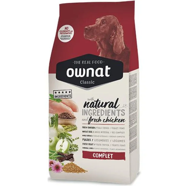Сухий корм Ownat Classic Complete with Chicken для дорослих собак, з куркою, 15 кг