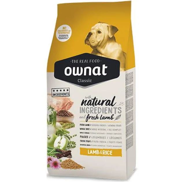 Сухий корм Ownat Classic Lamb & Rice для дорослих собак, з ягням і рисом, 4 кг