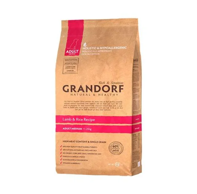 Сухий корм Grandorf Adult Medium Breed Lamb / Rice для дорослих собак, з ягням і рисом, 3 кг
