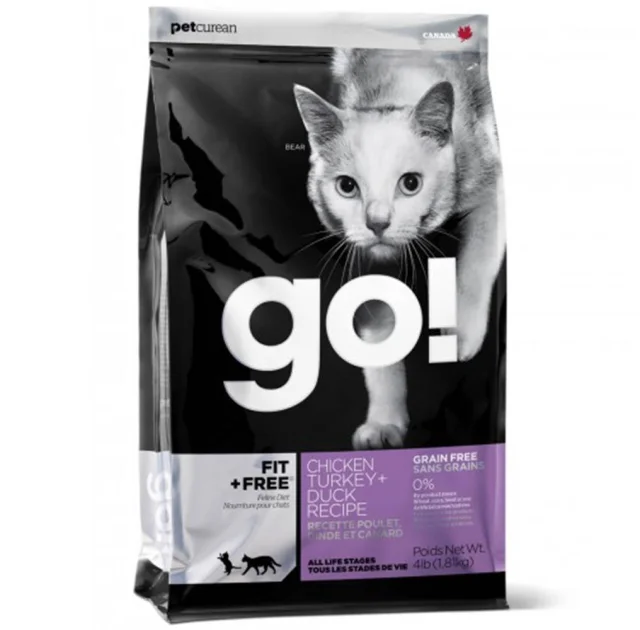 Беззерновой корм GO! Fit + Free для котят и кошек, с курицей, индейкой, уткой и лососем, 3.63 кг