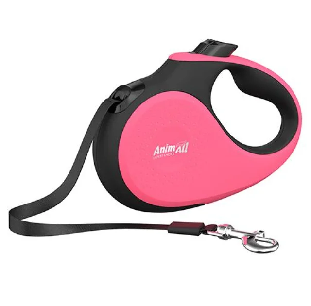 Рулетка-поводок AnimAll Deluxe ХS для собак до 12 кг / 3 метри, кораловий-чорний
