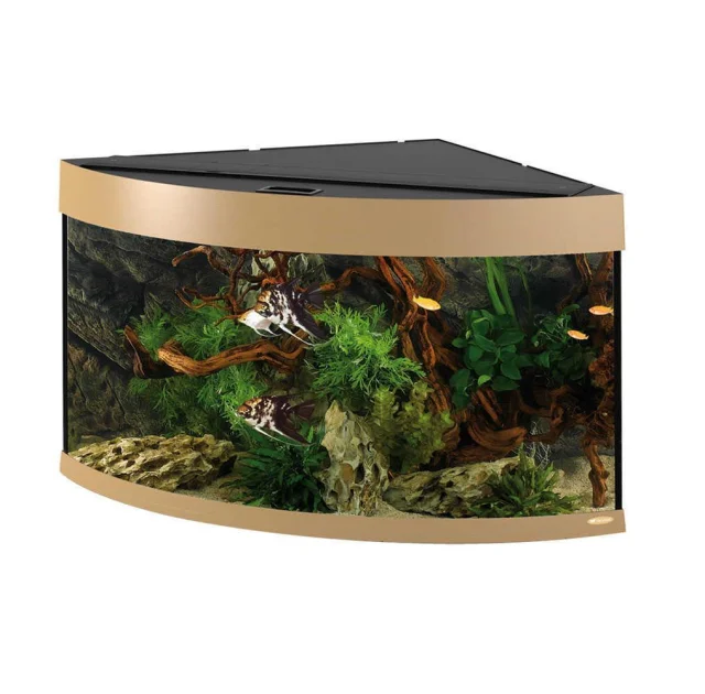 Угловой аквариум Ferplast Dubai Corner 90 Beech с LED-освещением, бук, 180 л