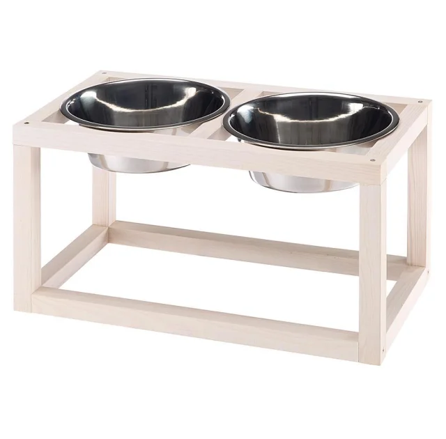 Ferplast Desco Wood 07 KC59 деревянные подстаканники со стальными мисками для кошек и собак, 54,2x28,6x16 см
