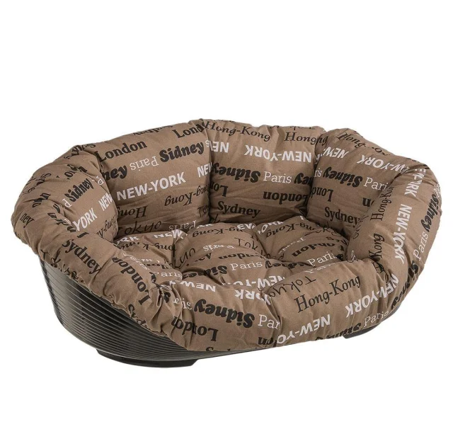 Пластиковый лежак Ferplast Sofa 8 Cities в комплекте с подушкой для собак и кошек, 85×62×28.5 см
