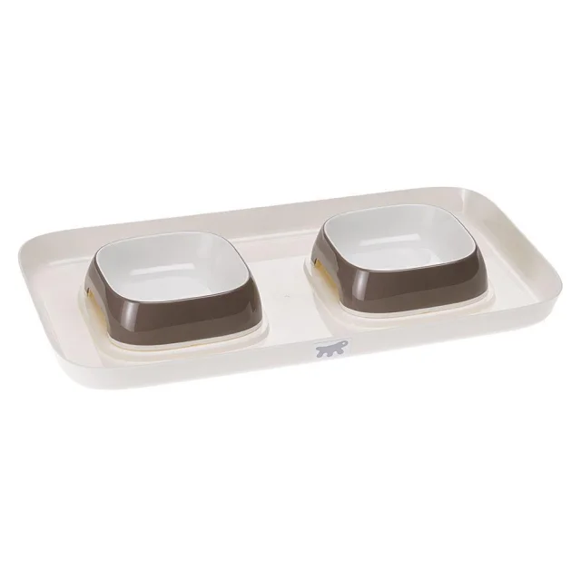 Ferplast Glam Tray Extra Small Dove Grey пастиковый поднос с мисками Glam 400 мл, серый, 40x23x4,5 см