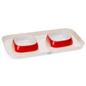 Ferplast Glam Tray Extra Small Red пастиковый поднос с мисками  для кошек и собак, красный, 40x23x4,5 см
