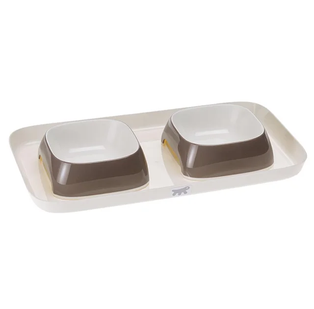 Ferplast Glam Tray Small Dove Grey пастиковый поднос с мисками для кошек и собак, серый, 40x23x5,5 см