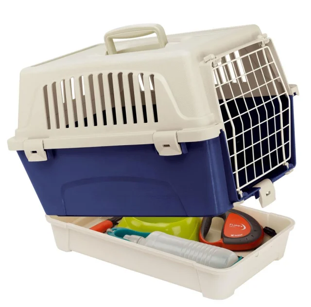 Переноска Ferplast Carrier Atlas 10 Organizer для кошек и собак, бело-синяя, 48×33.2×33.6 см