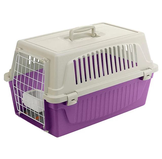 Переноска Ferplast Carrier Atlas 20 для кошек и собак, бело-фиолетовая, 58.5×37×32 см