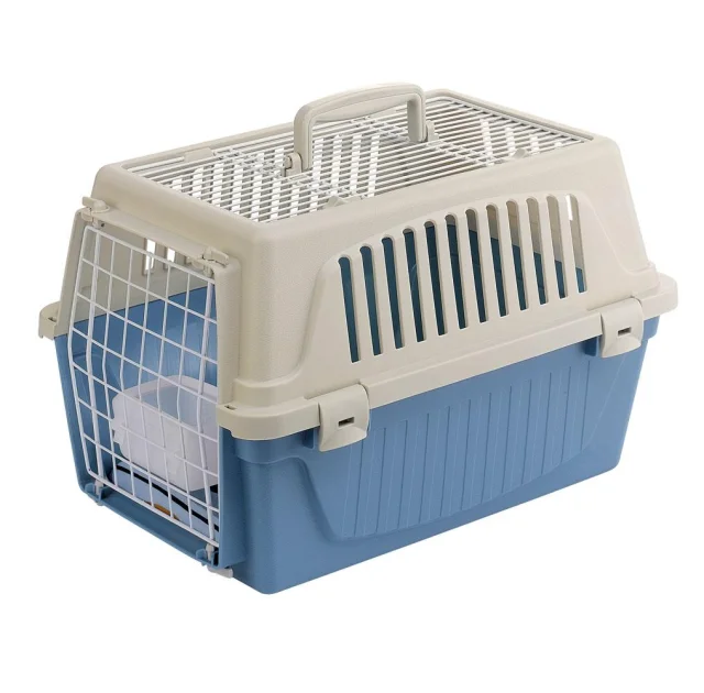 Переноска Ferplast Carrier Atlas 10 Open для кошек и собак, бело-голубая, 48.5×32.5×29 см