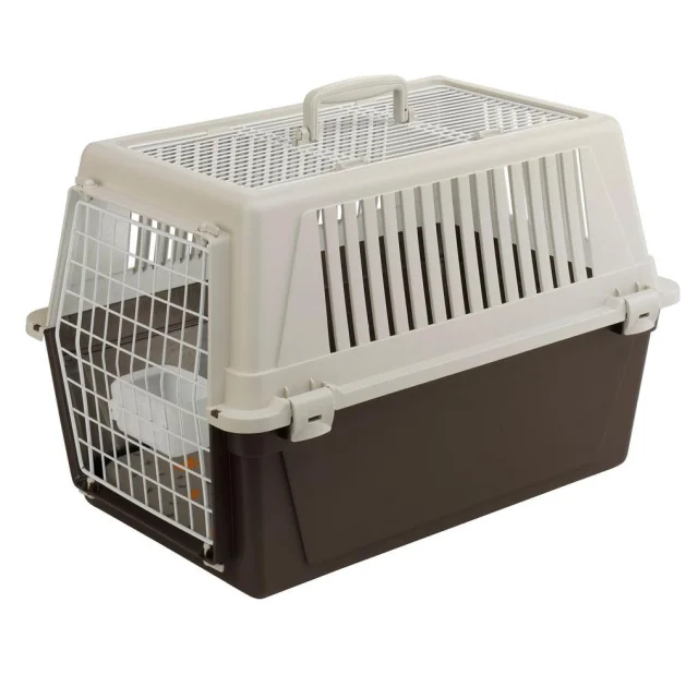 Переноска Ferplast Carrier Atlas 30 Open для кошек и собак, бело-коричневая, 48.5×32.5×29 см