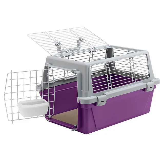 Переноска Ferplast Carrier Atlas 10 Vision для кошек и собак, бело-фиолетовая, 48.5×32.5×29 см