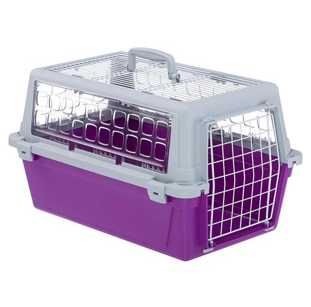 Переноска Ferplast Carrier Atlas 20 Trendy Open для кошек и собак, бело-фиолетовая, 58.5×37×32 см