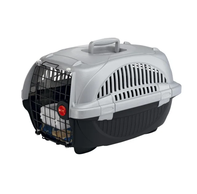 Переноска Ferplast Carrier Atlas Deluxe 10 для кошек и собак, серо-чёрная, 50.7×34×30 см