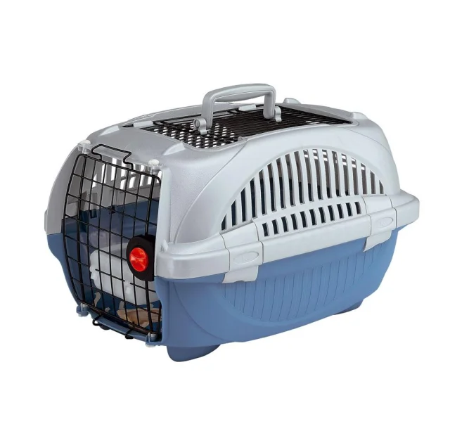 Переноска Ferplast Carrier Atlas Deluxe 10 Open для кошек и собак, серо-голубая, 50.7×34×30 см