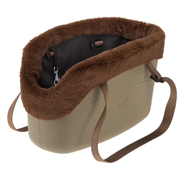 М'яка сумка-переноска Ferplast With-Me Bag Winter Sand для дрібних собак до 8 кг, коричнева, 43.5×21.5×27 см