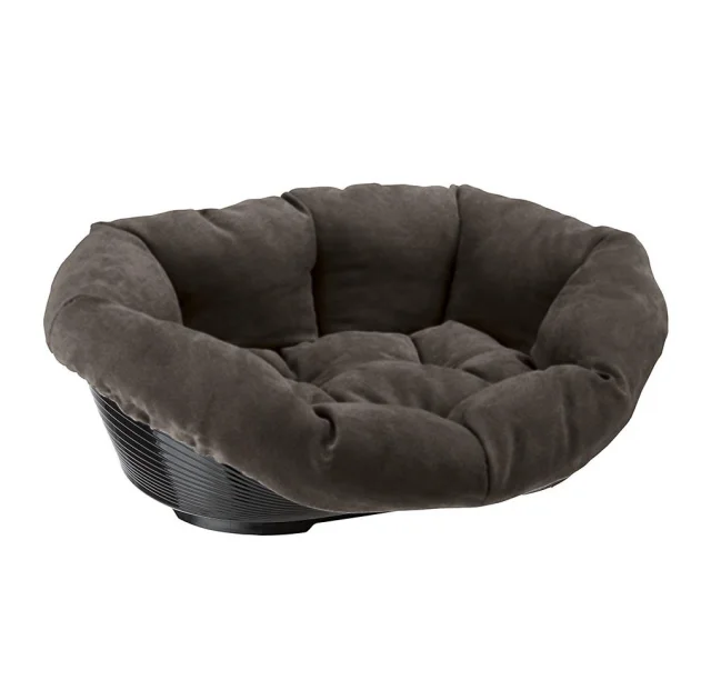 Пластиковий лежак з м'якою подушкою Ferplast Sofa Prestige 6 для котів і собак, коричневий, 73×55×27 см