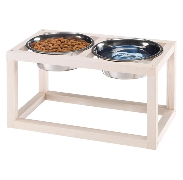Ferplast Desco Wood 07 KC59 деревянные подстаканники со стальными мисками для кошек и собак, 54,2x28,6x16 см