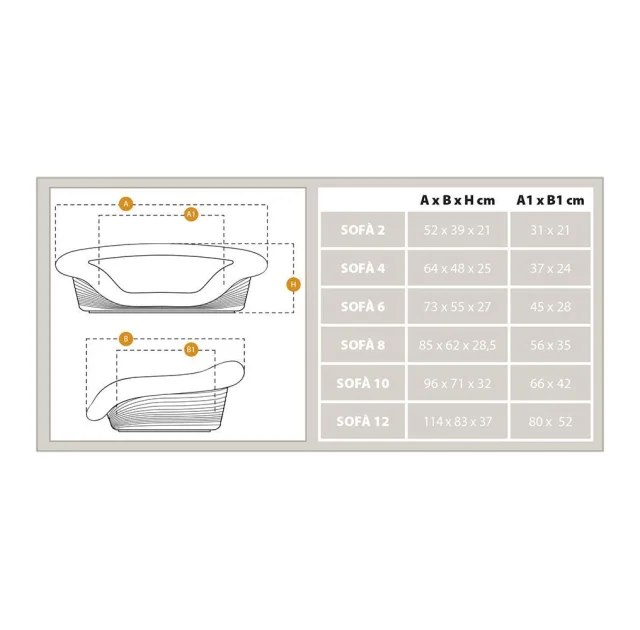 Пластиковий лежак Ferplast Sofa 10 Dove Grey в комплекті з подушкою для собак і котів, 91×71×32 см