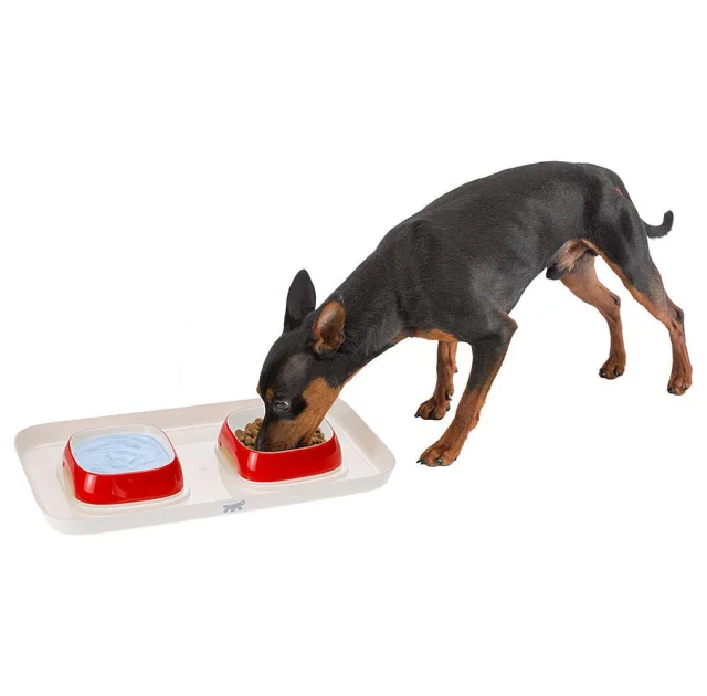 Ferplast Glam Tray Extra Small Dove Grey пастиковый поднос с мисками Glam 400 мл, серый, 40x23x4,5 см