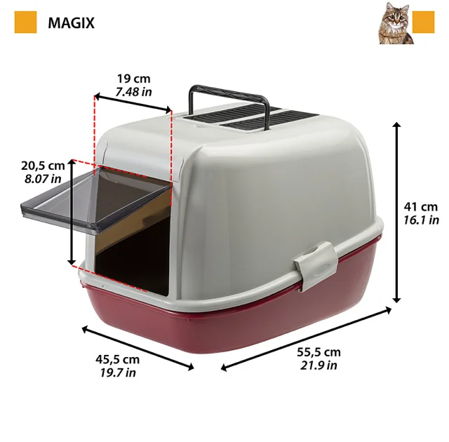 Закритий туалет Ferplast Toilet Home Magix для кішок з системою просіювання, 45,5x55,5x41 см