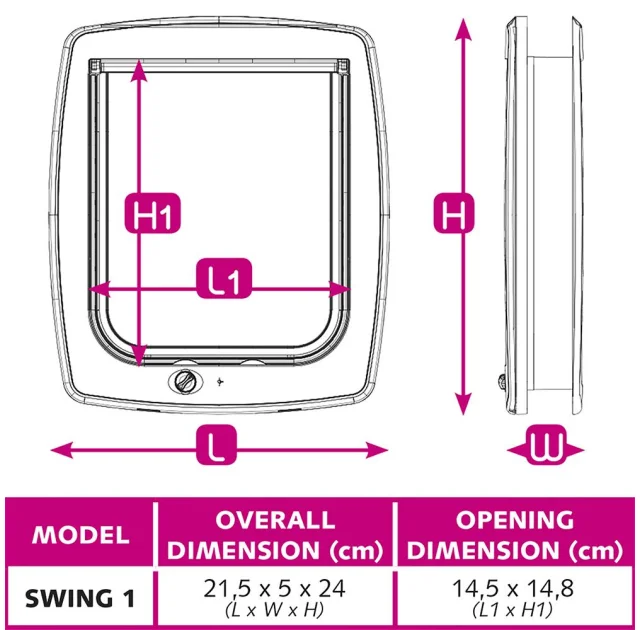 Ferplast Swing 1 Super Basic White дверка для собак и кошек белая, 21,5x5x24 см