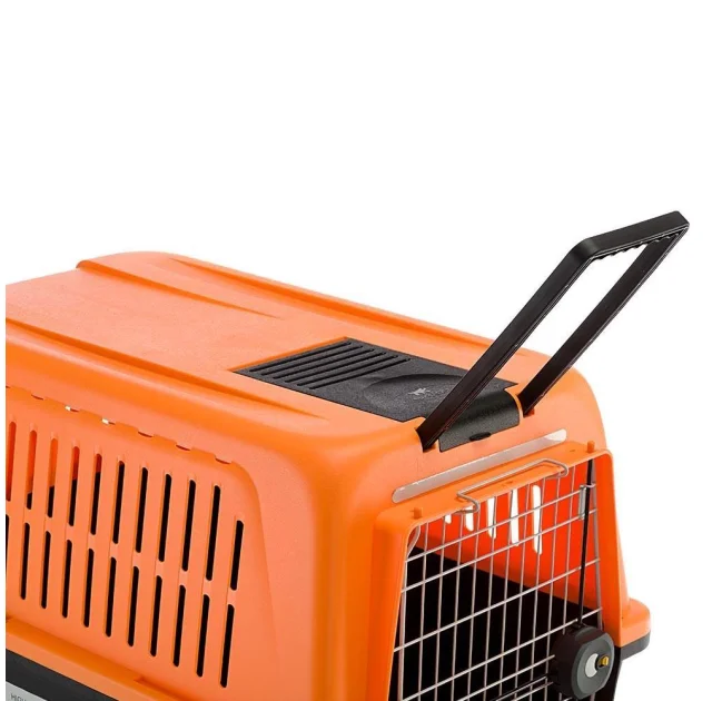 Переноска Ferplast Carrier Atlas 60 Reflex для собак, оранжево-чёрная, 91×61×66.5 см
