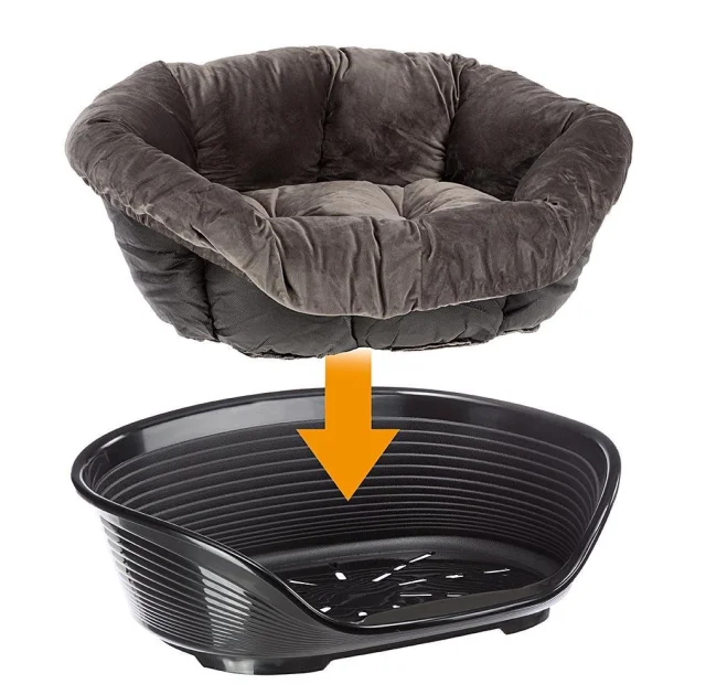 Бархатная подушка для кроватей Ferplast Spare Sofa Prestige 2 Grey для кошек и собак, 52×39×21 см