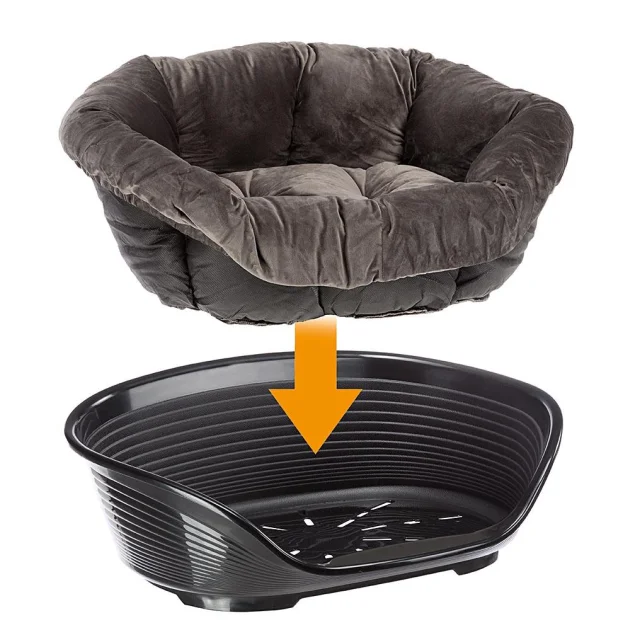 Бархатная подушка для кроватей Ferplast Spare Sofa Prestige 4 Grey для кошек и собак, 64×48×25 см