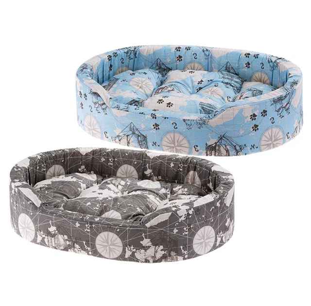 Мягкий лежак Ferplast Dandy C 55 Map Blue-Grey для собак и кошек, 55×41×15 см
