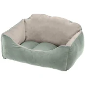 Бархатная кровать Ferplast Milord 45 Bedding Green-Beige для собак и кошек, 45×40×24 см