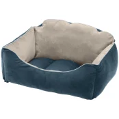 Бархатная кровать Ferplast Milord 45 Bedding Blue-Beige для собак и кошек, 45×40×24 см