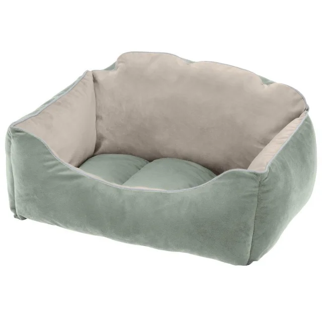 Бархатная кровать Ferplast Milord 55 Bedding Green-Beige для собак и кошек, 55×45×26 см