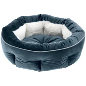 Бархатная кровать Ferplast Marquis 55 Bedding Blue-Ivory для кошек и собак, 55×20 см
