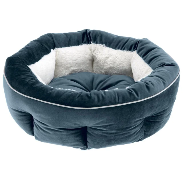 Оксамитове ліжко Ferplast Marquis 55 Bedding Blue-Ivory для котів і собак, 55×20 см