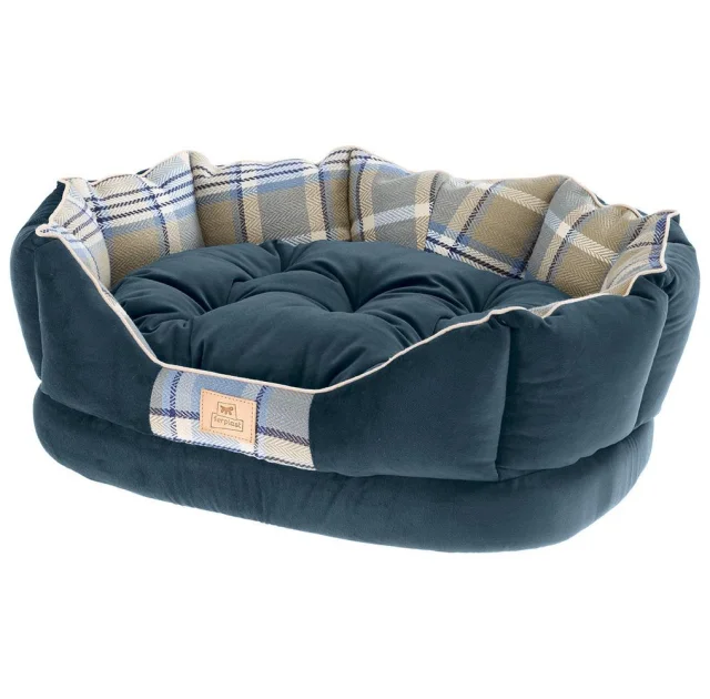 Лежак с двусторонней подушкой Ferplast Charles 60 Bedding Blue для кошек и собак, 56×42×20 см