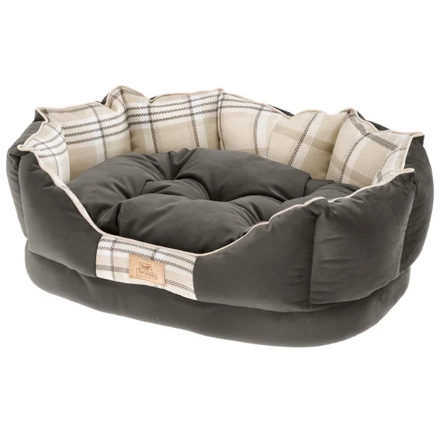 Лежак с двусторонней подушкой Ferplast Charles 70 Bedding Brown для кошек и собак, 68×47×25 см