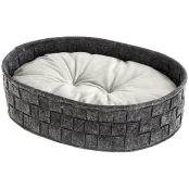 Валяная кровать Ferplast Cocoon 45 Dark Grey Cushion для кошек и собак с двухсторонней подушкой, 45×35×12 см