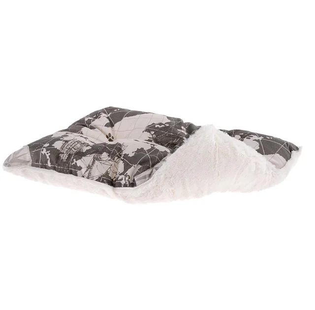Лежак Ferplast Coccolo 80 Map Blue-Grey для собак і котів, 78×56×22 см