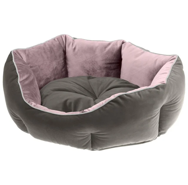 Оксамитовий диван Ferplast Queen 60 Pruple-Grey для котів і собак, 60×46×20 см