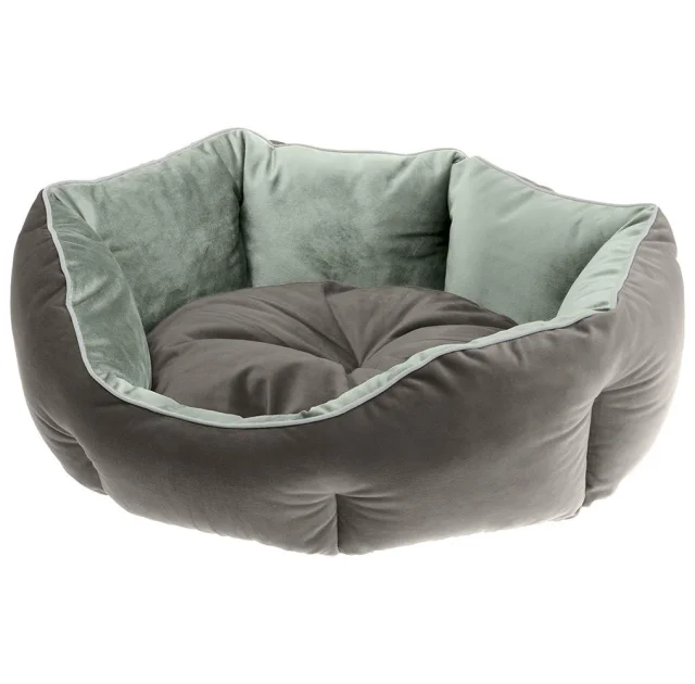 Бархатный диван Ferplast Queen 60 Green-Grey для кошек и собак, 60×46×20 см